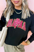 Black MAMA Shiny Graphic Pullover Sweatshirt
